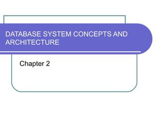 DATABASE SYSTEM CONCEPTS AND
ARCHITECTURE
Chapter 2
 