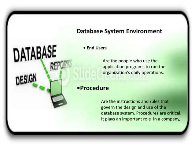 Database system environment ppt. | PPTX | Operating Systems | Computer ...