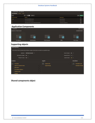 Database Systems Handbook
BY: MUHAMMAD SHARIF 376
Application Components
Supporting objects
Shared components object
 