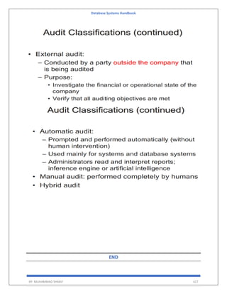 Database Systems Handbook
BY: MUHAMMAD SHARIF 427
END
 