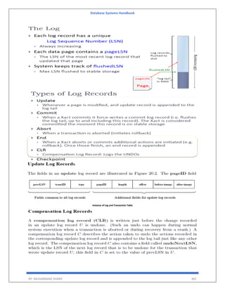 Database Systems Handbook
BY: MUHAMMAD SHARIF 465
Instance of Log and Transaction Table
 