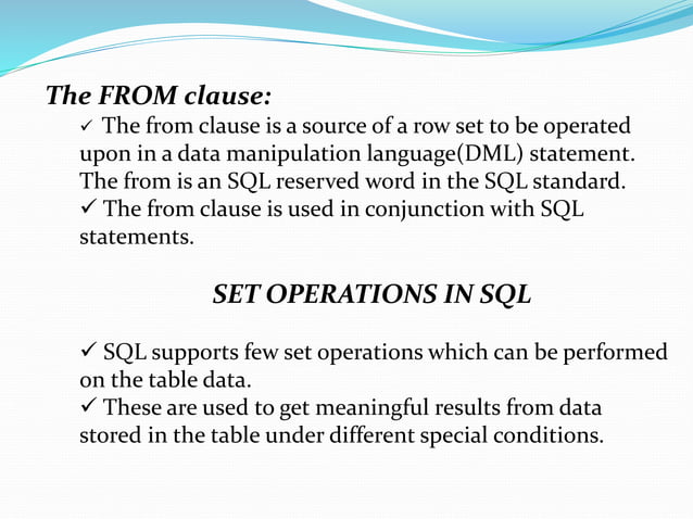 STRUCTURE OF SQL QUERIES