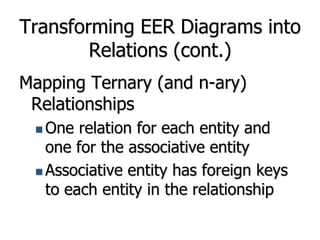 Mapping a ternary relationship
a) PATIENT TREATMENT Ternary relationship with
associative entity
 