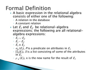 Database systems-Formal relational query languages | PDF