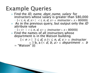 Database systems-Formal relational query languages | PDF