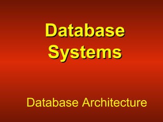 DatabaseDatabase
SystemsSystems
Database Architecture
 