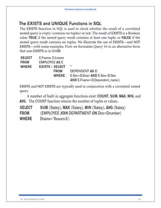 Database Systems Handbook
BY: MUHAMMAD SHARIF 30
 