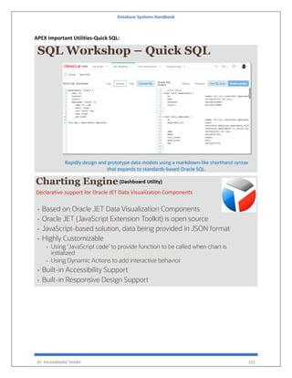 Database Systems Handbook
BY: MUHAMMAD SHARIF 323
APEX Important Utilities-Quick SQL:
 