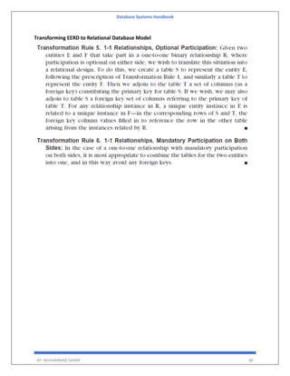 Database Systems Handbook
BY: MUHAMMAD SHARIF 80
Transforming EERD to Relational Database Model
 
