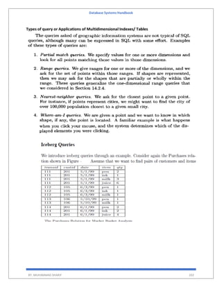 Database Systems Handbook
BY: MUHAMMAD SHARIF 202
Types of query or Applications of Multidimensional Indexes/ Tables
 