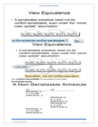 Database Systems Handbook
BY: MUHAMMAD SHARIF 241
Note: A schedule is view serializable if it is view equivalent to a serial schedule
Non Serializable Schedule
 