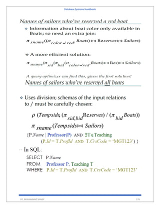 Database Systems Handbook
BY: MUHAMMAD SHARIF 276
 