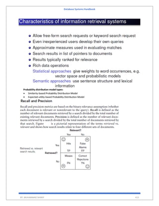 Database Systems Handbook
BY: MUHAMMAD SHARIF 415
Probability distribution model types:
 Similarity-based Probability Distribution Model
 Expected-utility-based Probability Distribution Model
 