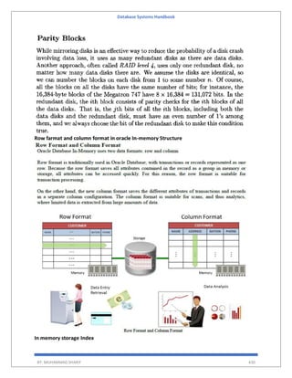 Database Systems Handbook
BY: MUHAMMAD SHARIF 430
Row farmat and column format in oracle In-memory Structure
In memory storage Index
 