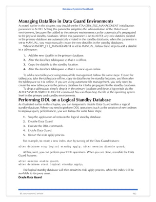 Database Systems Handbook
BY: MUHAMMAD SHARIF 482
Oracle Data Guard
 