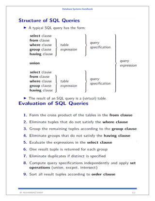 Database Systems Handbook
BY: MUHAMMAD SHARIF 112
 