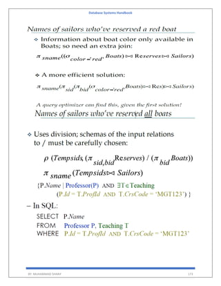 Database Systems Handbook
BY: MUHAMMAD SHARIF 173
 
