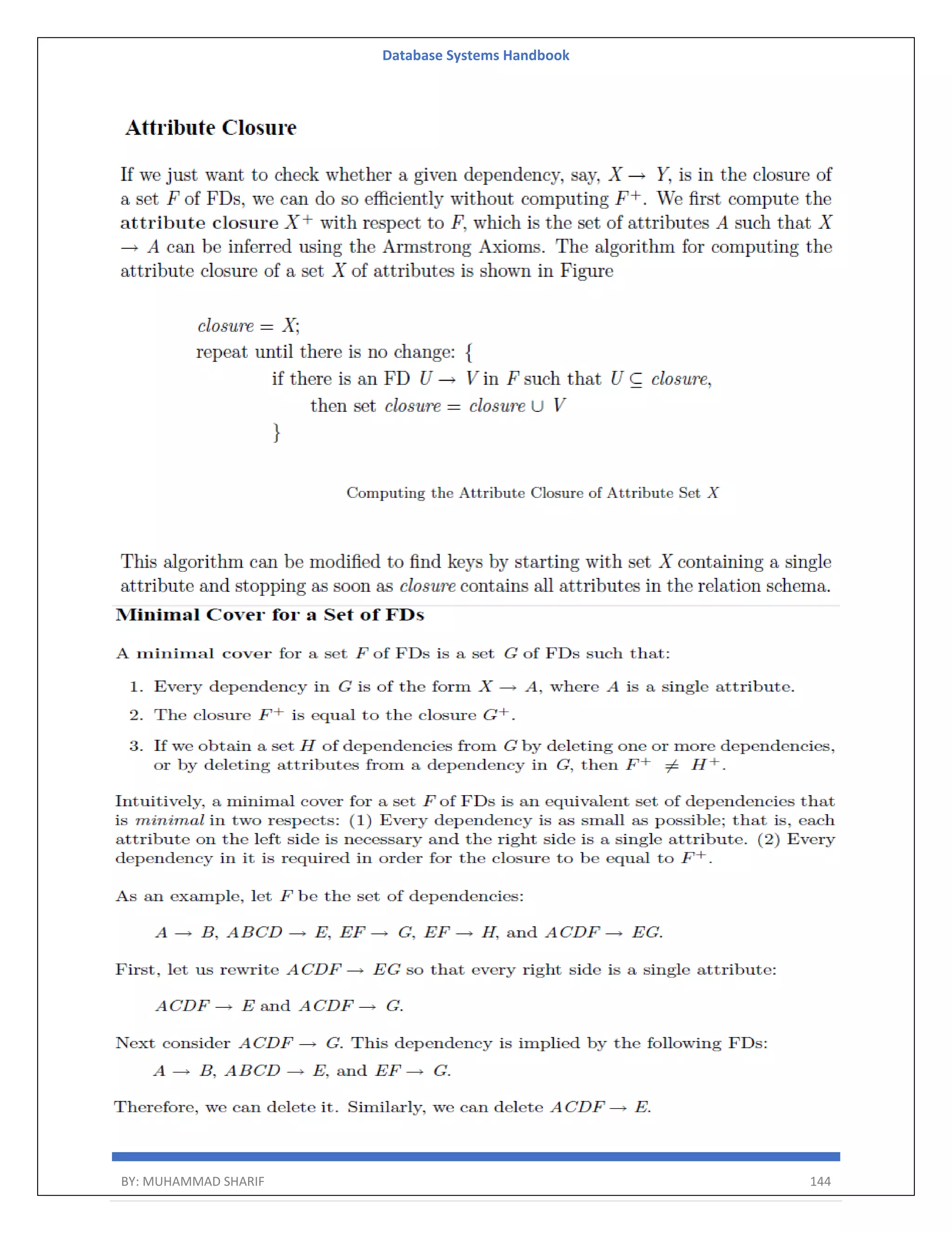 Database Systems Handbook BY: MUHAMMAD SHARIF 144 