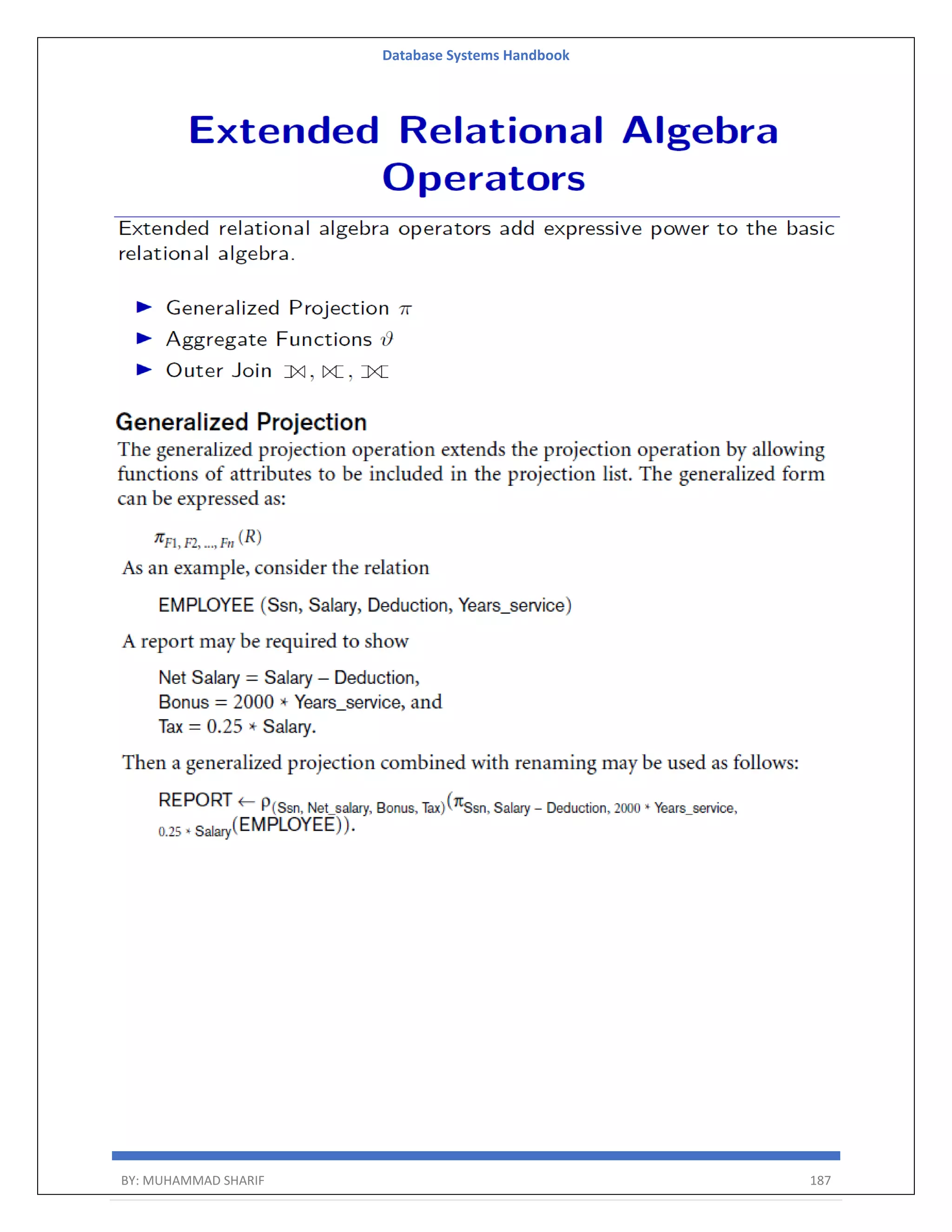 Database Systems Handbook BY: MUHAMMAD SHARIF 187 