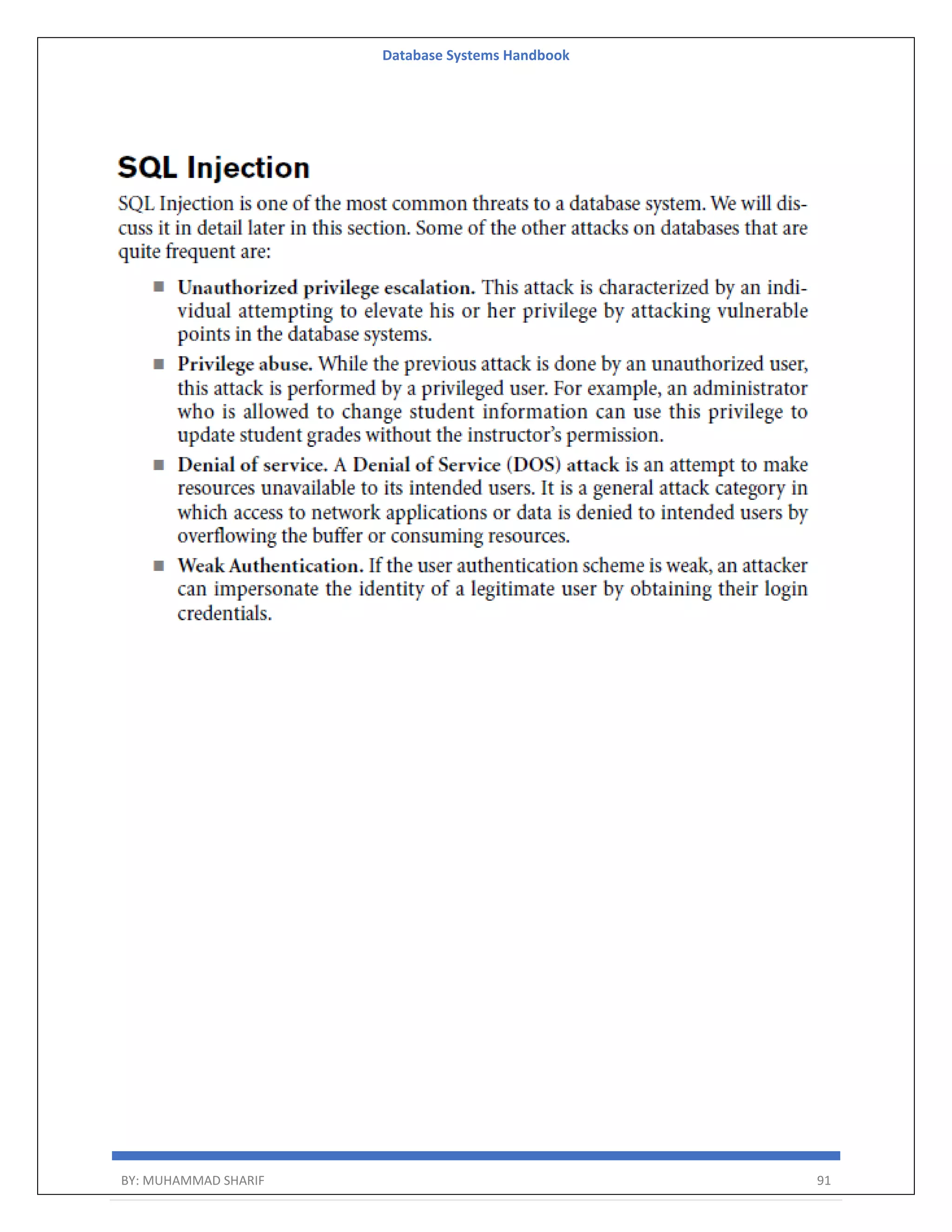 Database Systems Handbook BY: MUHAMMAD SHARIF 91 