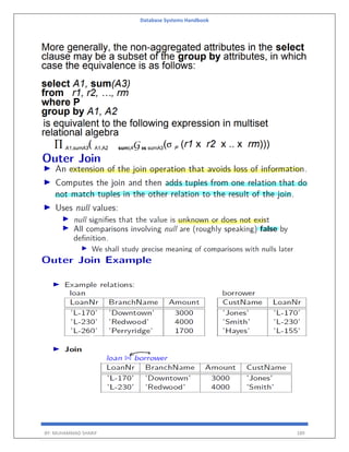 Database Systems Handbook
BY: MUHAMMAD SHARIF 189
 