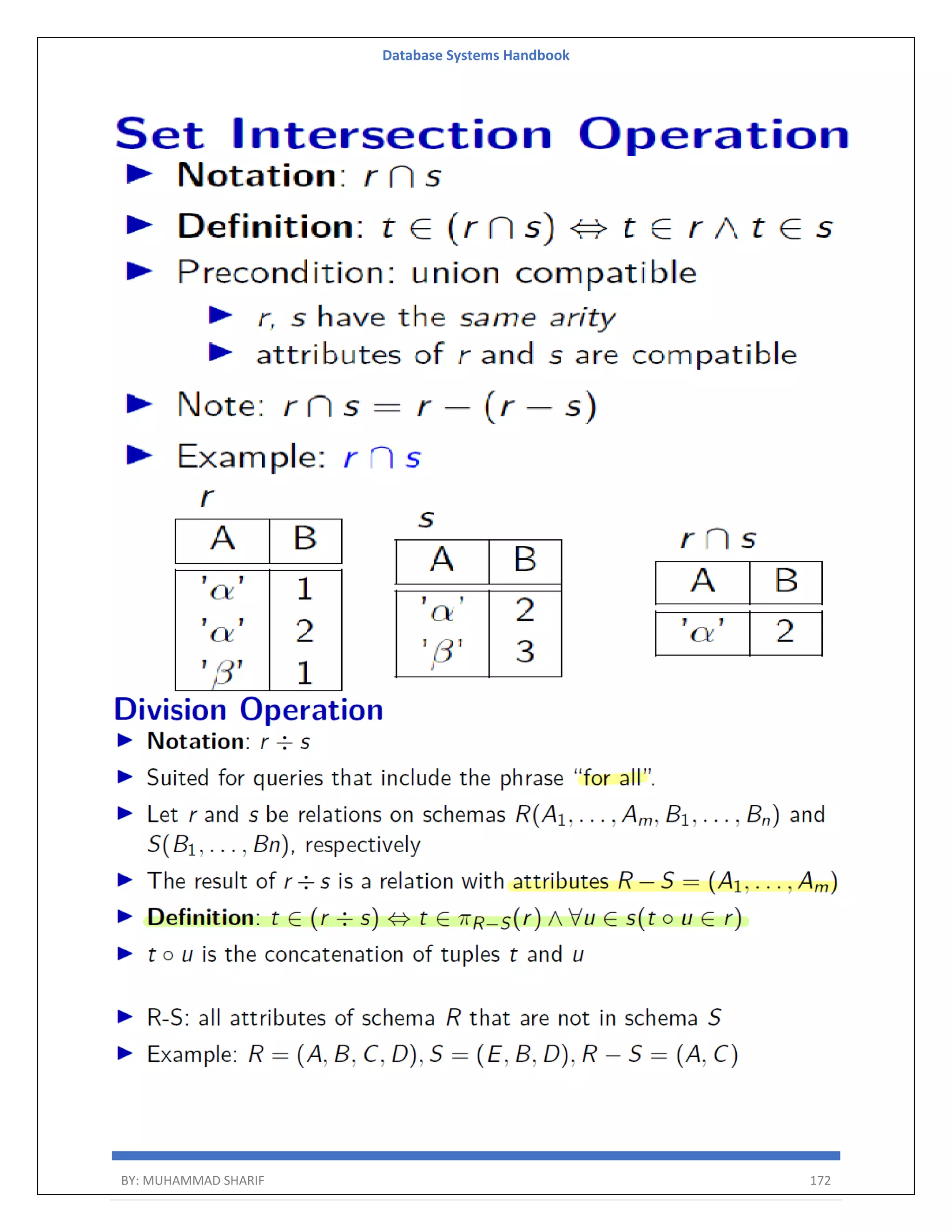 Database Systems Handbook BY: MUHAMMAD SHARIF 172 