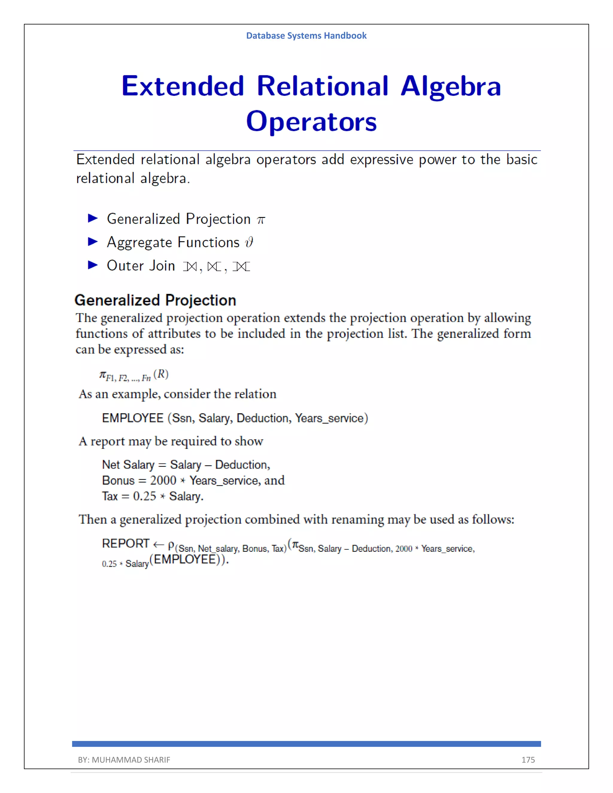 Database Systems Handbook BY: MUHAMMAD SHARIF 175 