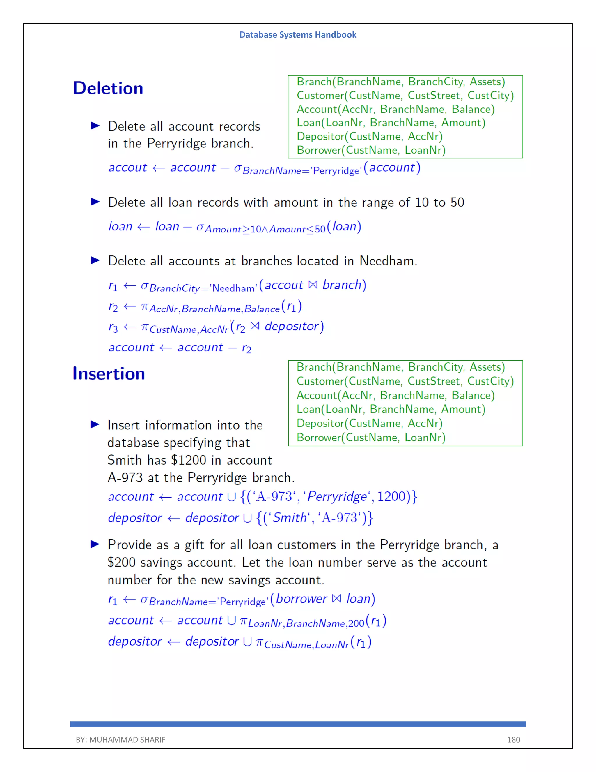 Database Systems Handbook BY: MUHAMMAD SHARIF 180 