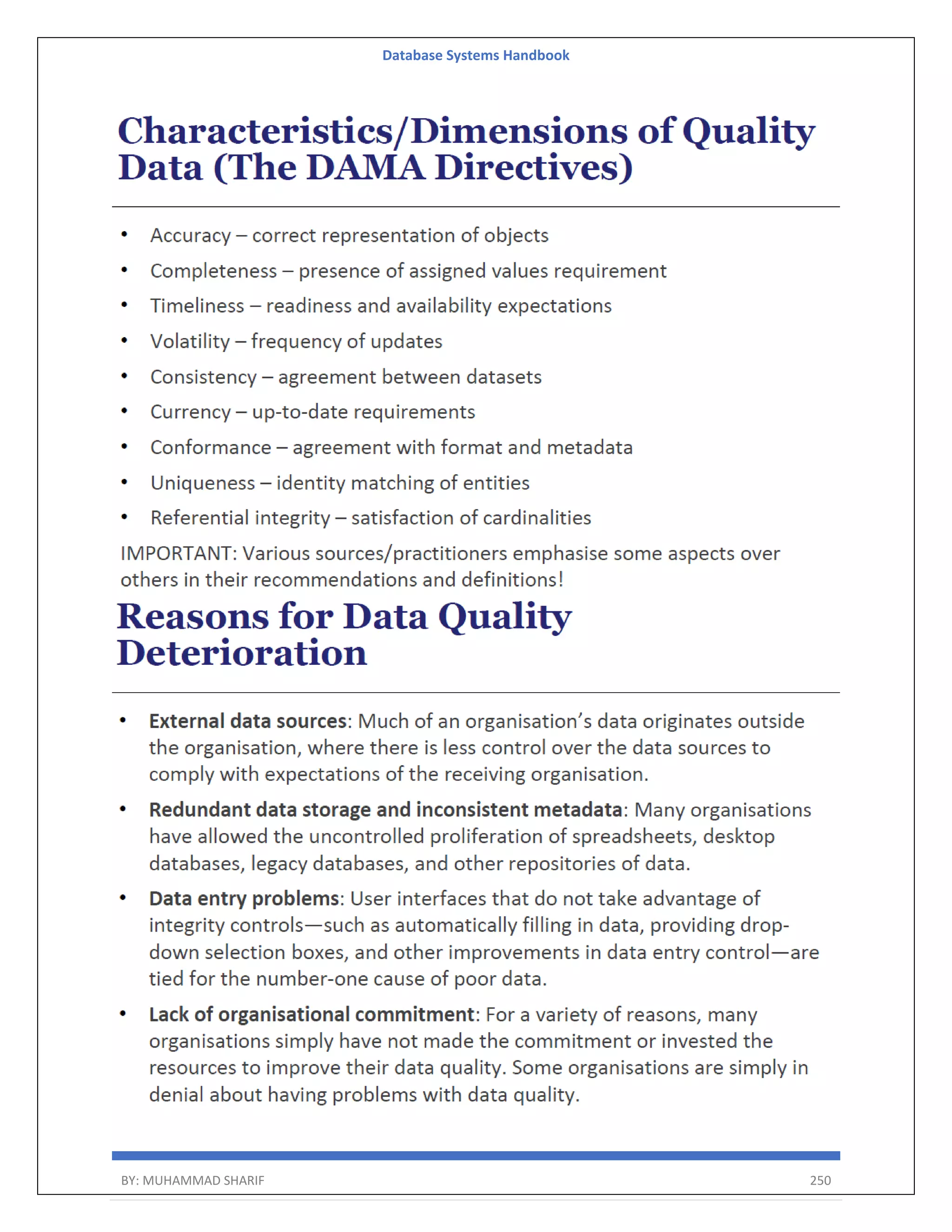 Database Systems Handbook BY: MUHAMMAD SHARIF 250 
