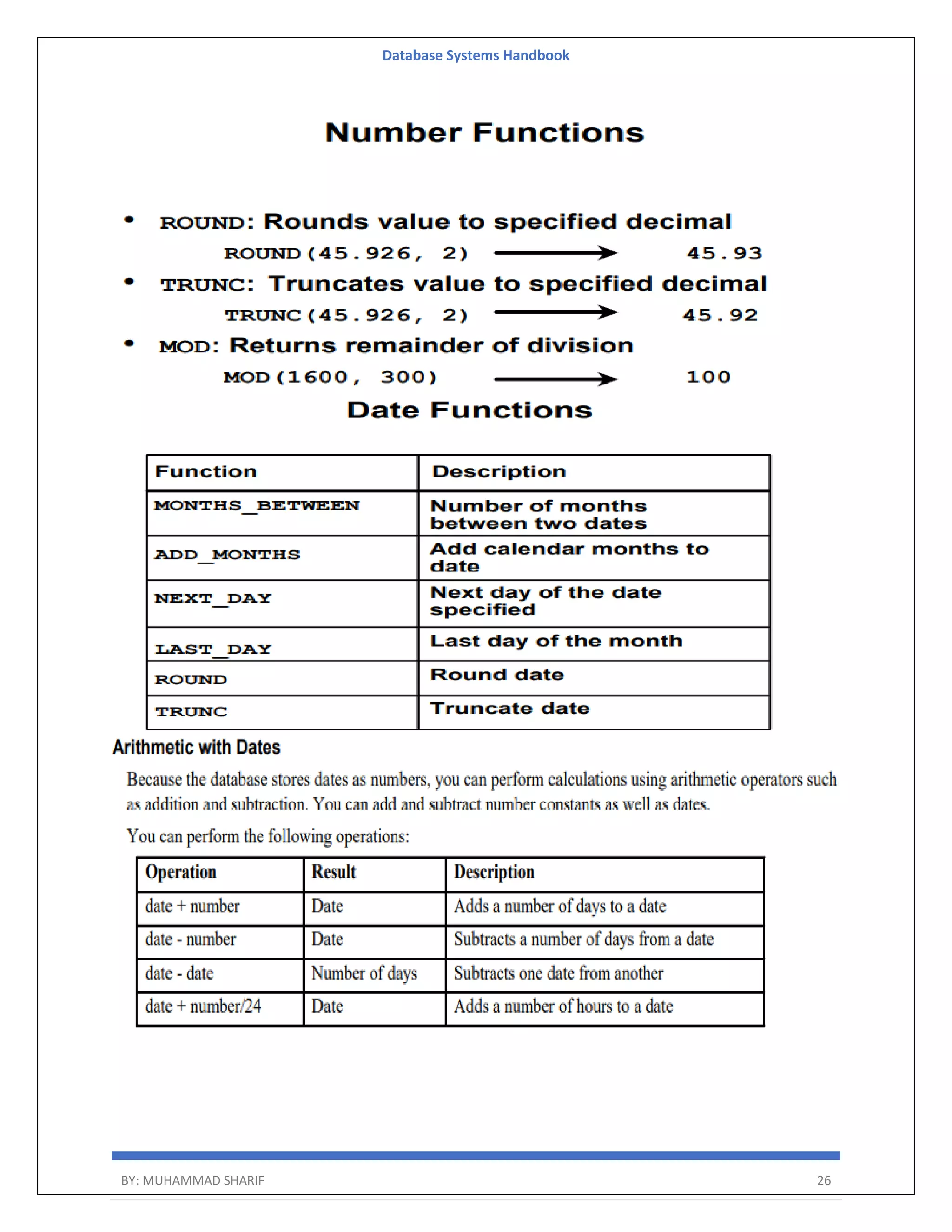 Database Systems Handbook BY: MUHAMMAD SHARIF 26 