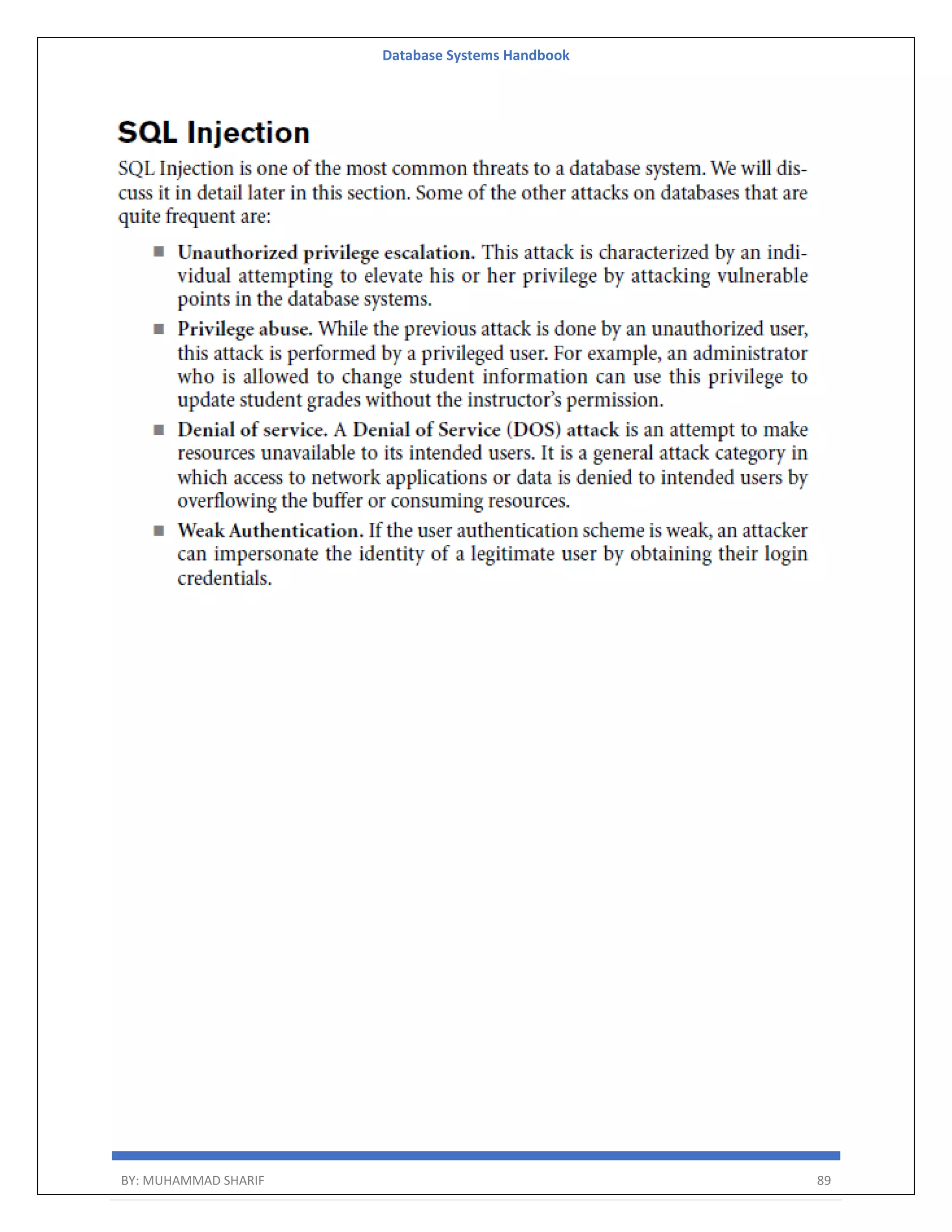 Database Systems Handbook BY: MUHAMMAD SHARIF 89 