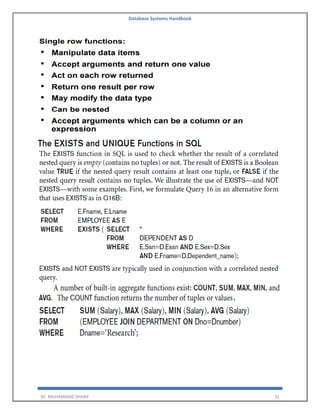 Database Systems Handbook
BY: MUHAMMAD SHARIF 31
 