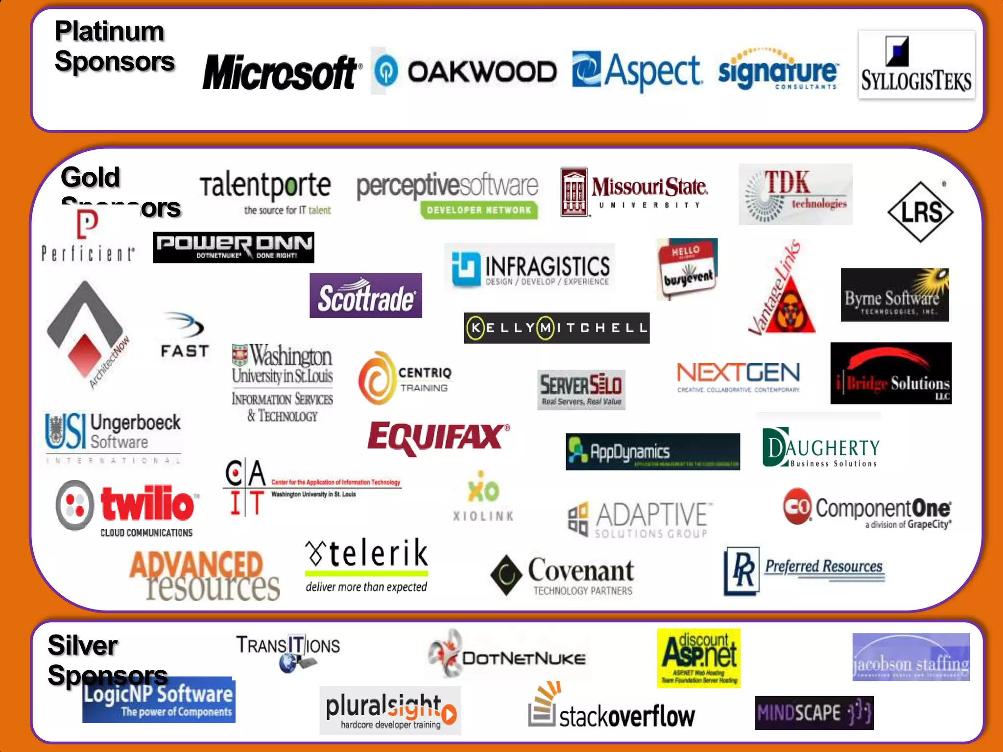Platinum
Sponsors



Gold
Sponsors




Silver
Sponsors
 