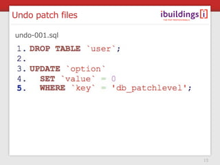 Undo patch files

undo-001.sql




                   15
 