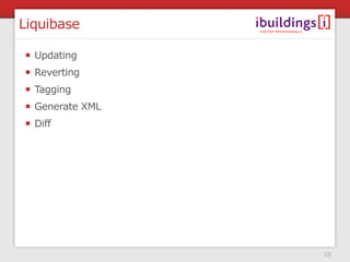 Liquibase

  Updating
  Reverting
  Tagging
  Generate XML
  Diff




                 50
 