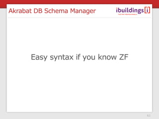 Akrabat DB Schema Manager




      Easy syntax if you know ZF




                                   61
 