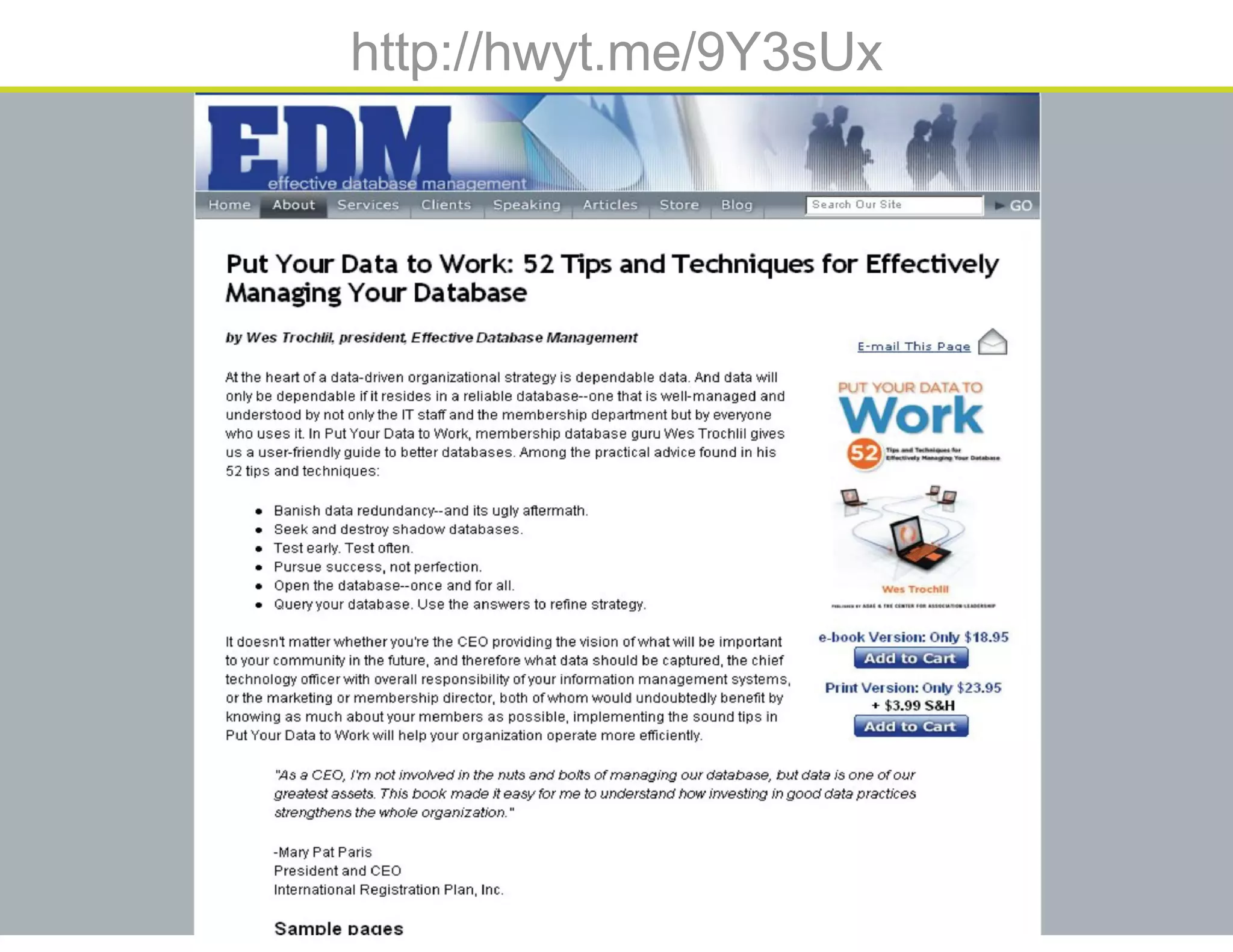 Database webinar 20100309