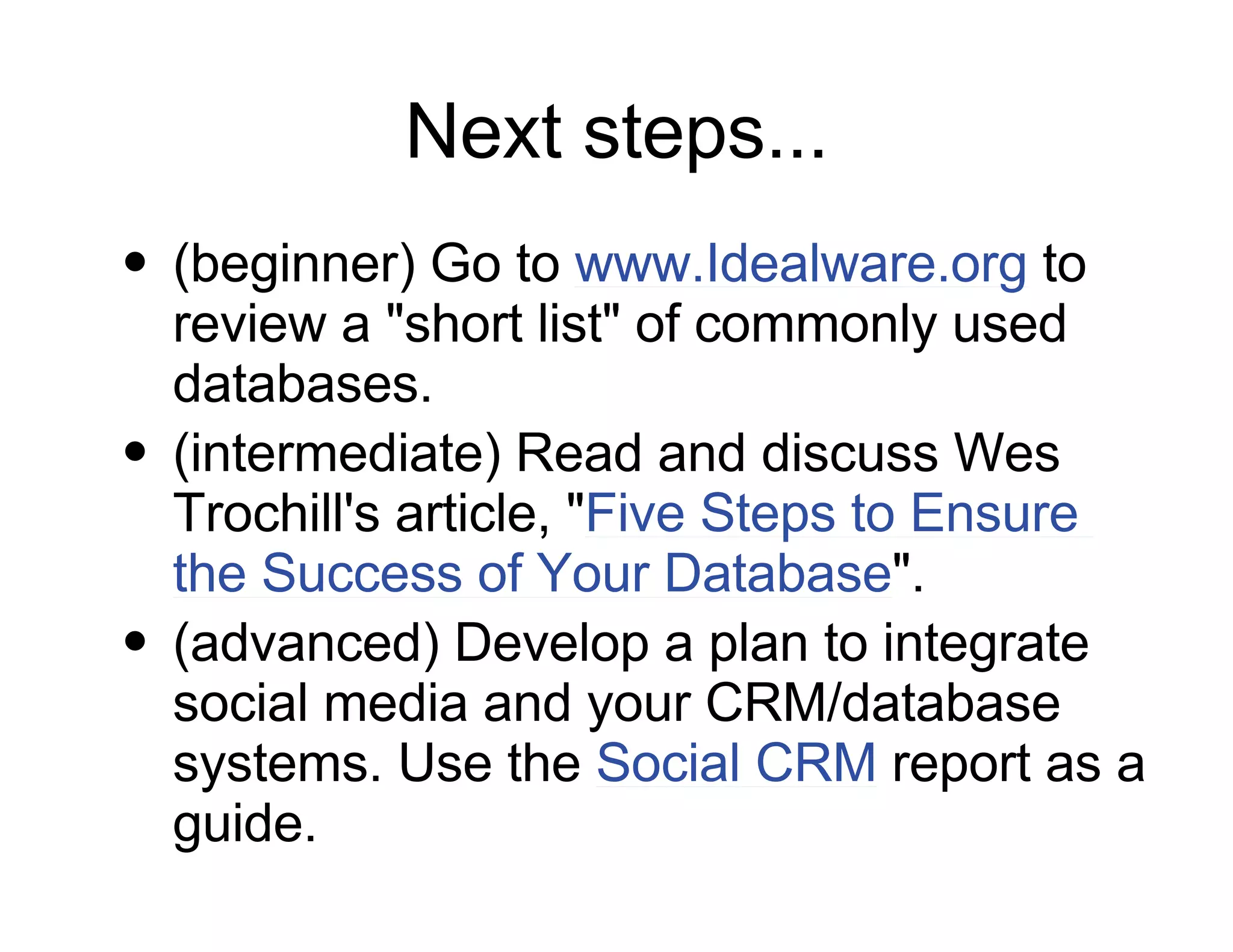 Database webinar 20100309