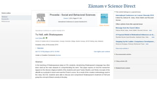 Záznam v Science Direct
 