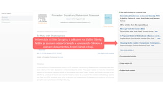 Informácie o čísle časopisu s odkazmi na ďalšie články.
Nižšie je zoznam odporúčaných a súvisiacich článkov a
zoznam dokumentov, ktoré článok citujú.
 