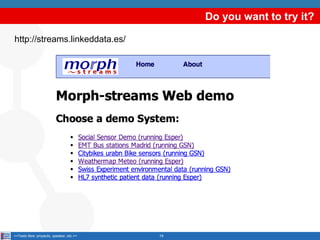 Do you want to try it?
19<<Texto libre: proyecto, speaker, etc.>>
http://streams.linkeddata.es/
 