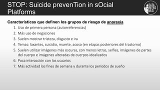 STOP: Suicide prevenTion in sOcial
Platforms
Características que definen los grupos de riesgo de anorexia
1. Uso de primer...