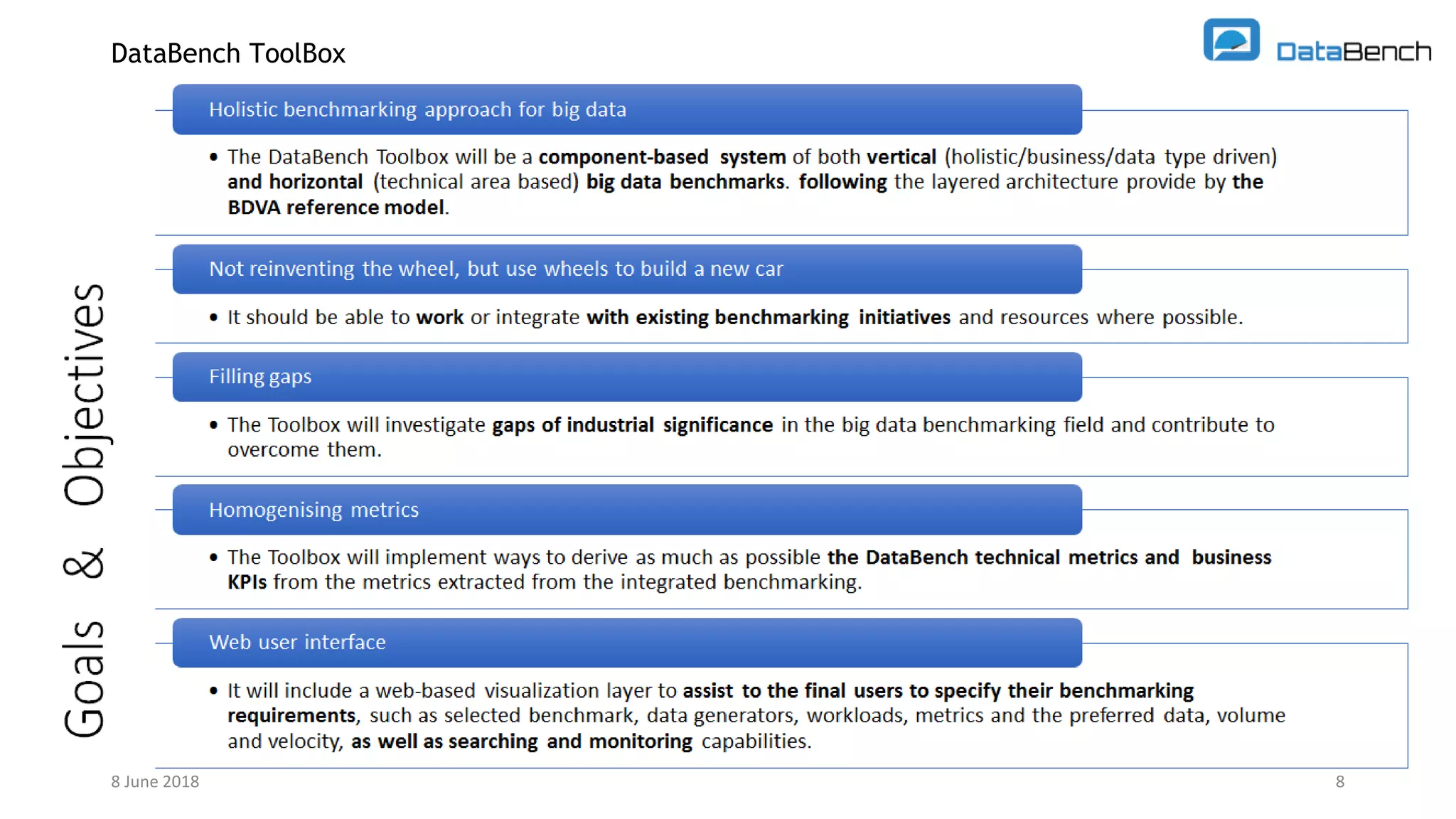 8
DataBench ToolBox
8 June 2018
 