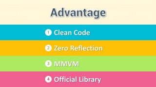Clean Code
Zero Reflection
Official Library
MMVM
 