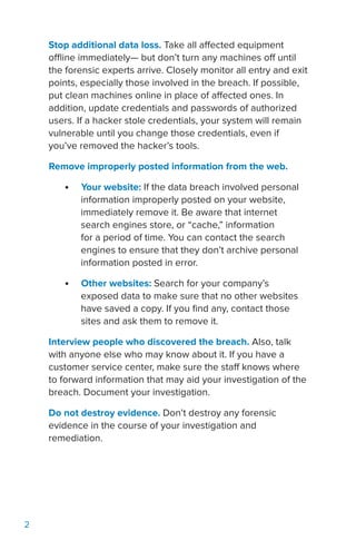 Data Breach Response: A Guide for Business | PDF