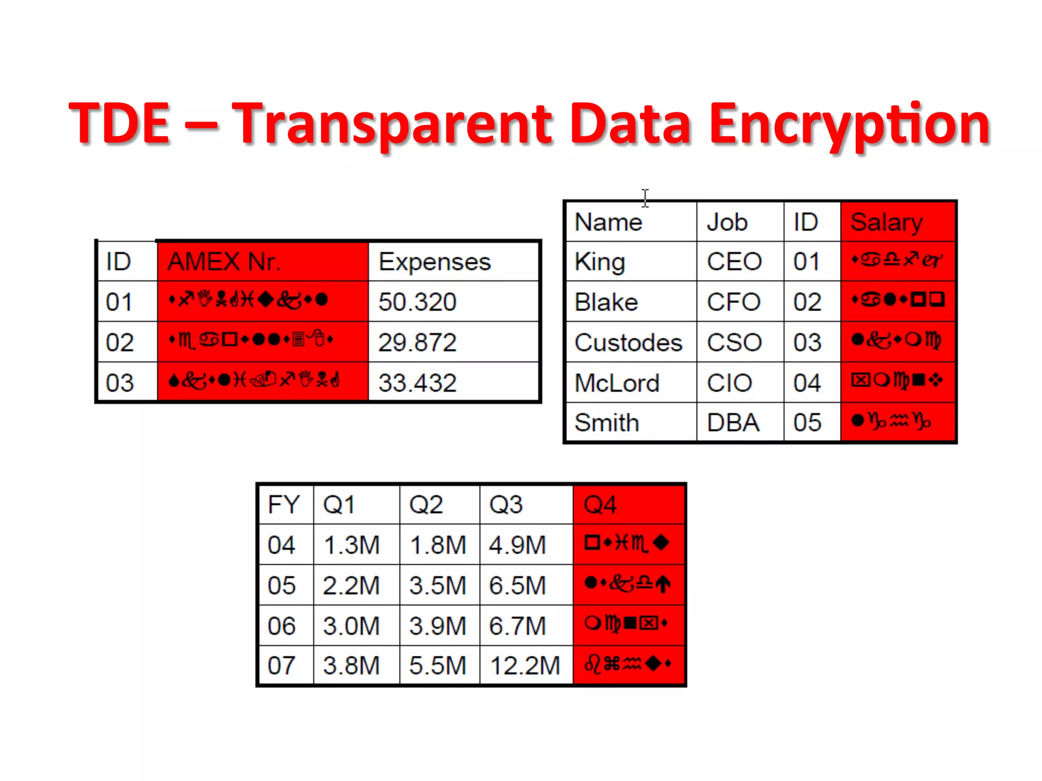 TDE	
  –	
  Transparent	
  Data	
  EncrypBon	
  
 