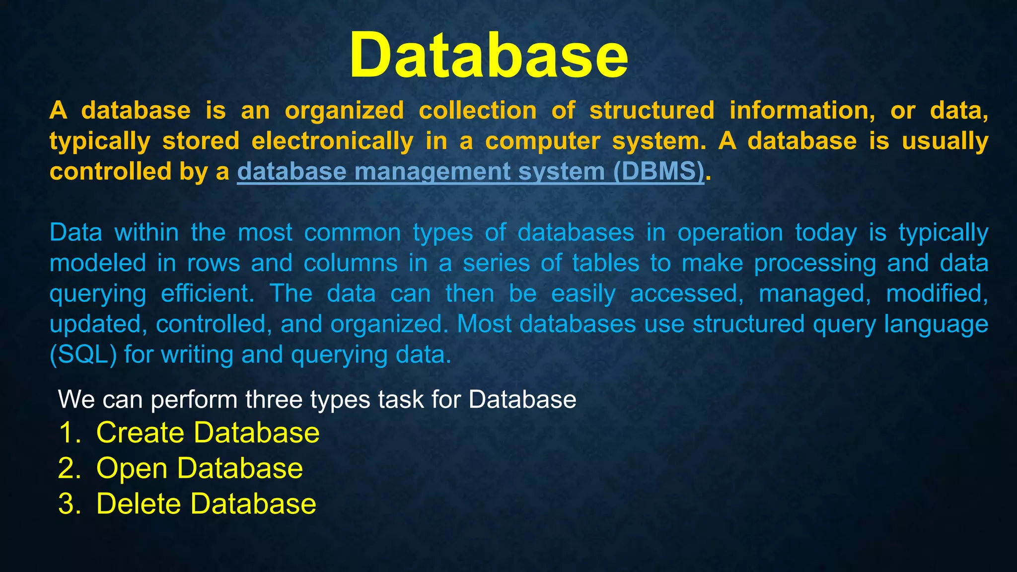 Create Database | PPT