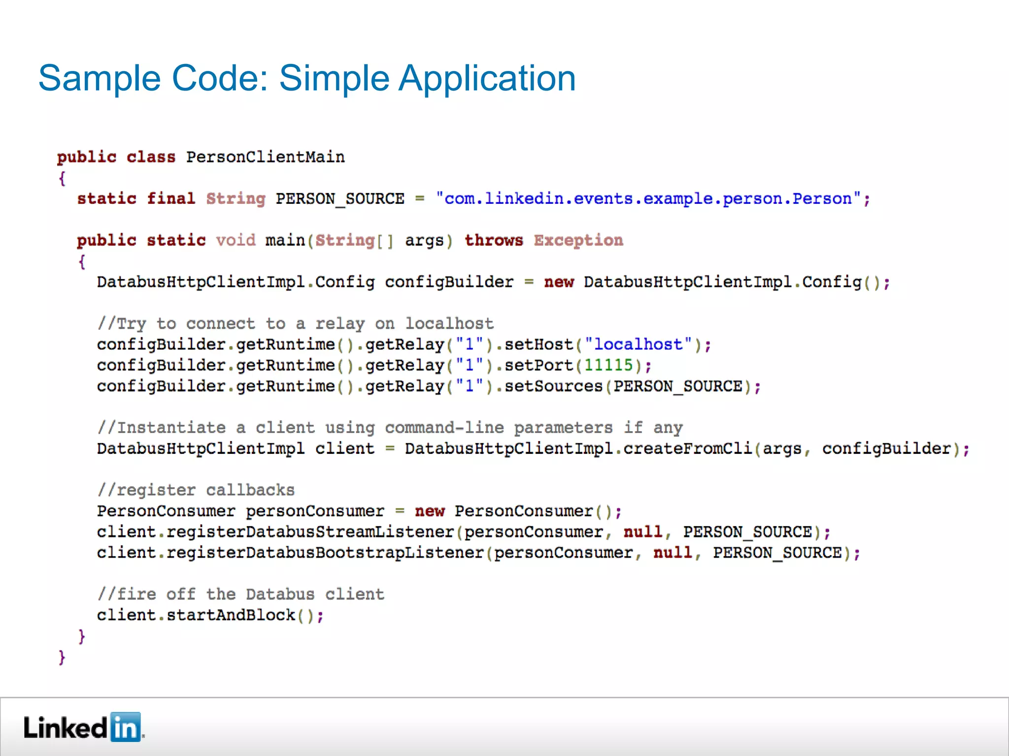 Sample Code: Simple Application
 