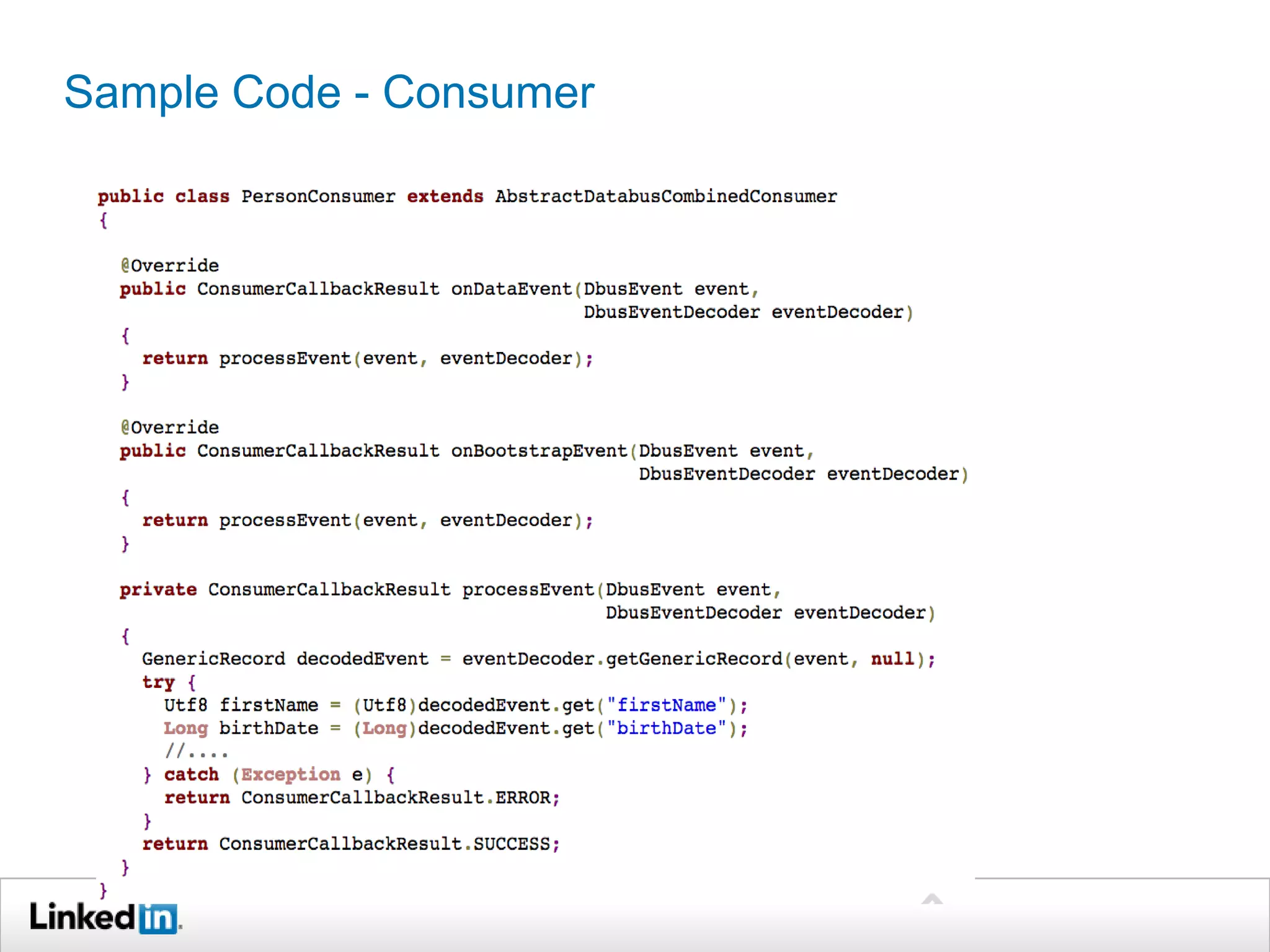 Sample Code - Consumer
 