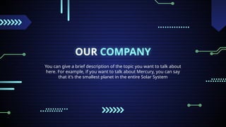 OUR COMPANY
You can give a brief description of the topic you want to talk about
here. For example, if you want to talk about Mercury, you can say
that it’s the smallest planet in the entire Solar System
 